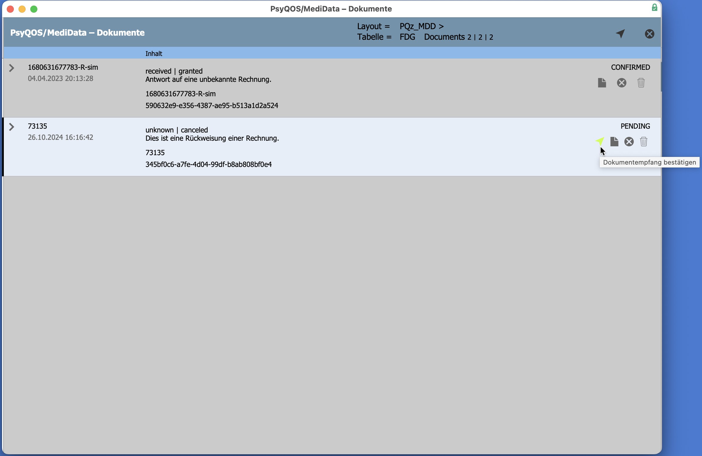 Screenshot MediData Messages